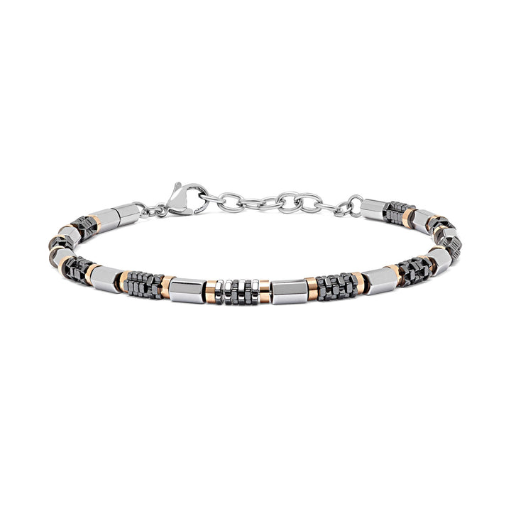 Comete Brushed steel bracelet with hematite and PVD UBR969