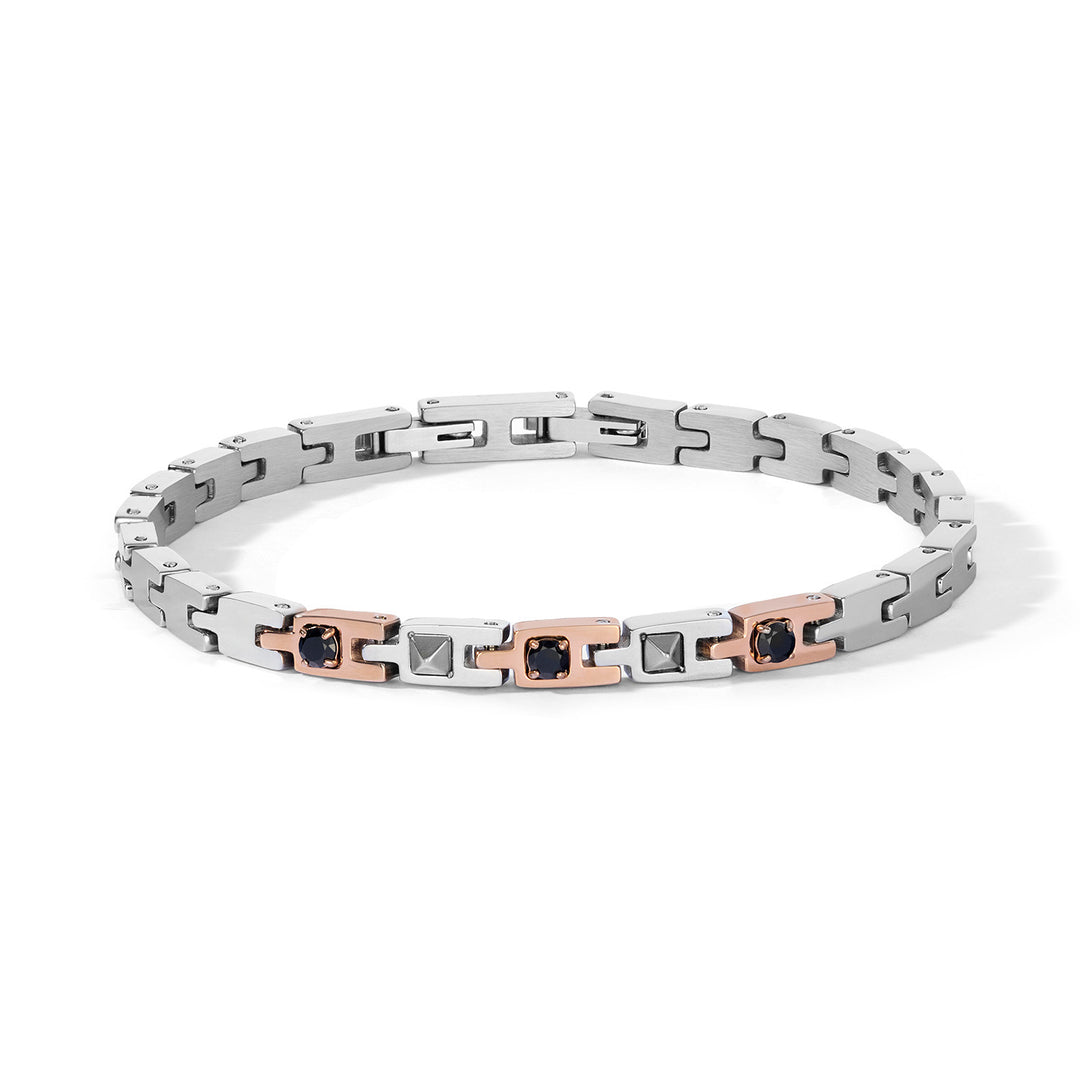 Comete Bracelet in steel, black zircons and rosé PVD UBR1315