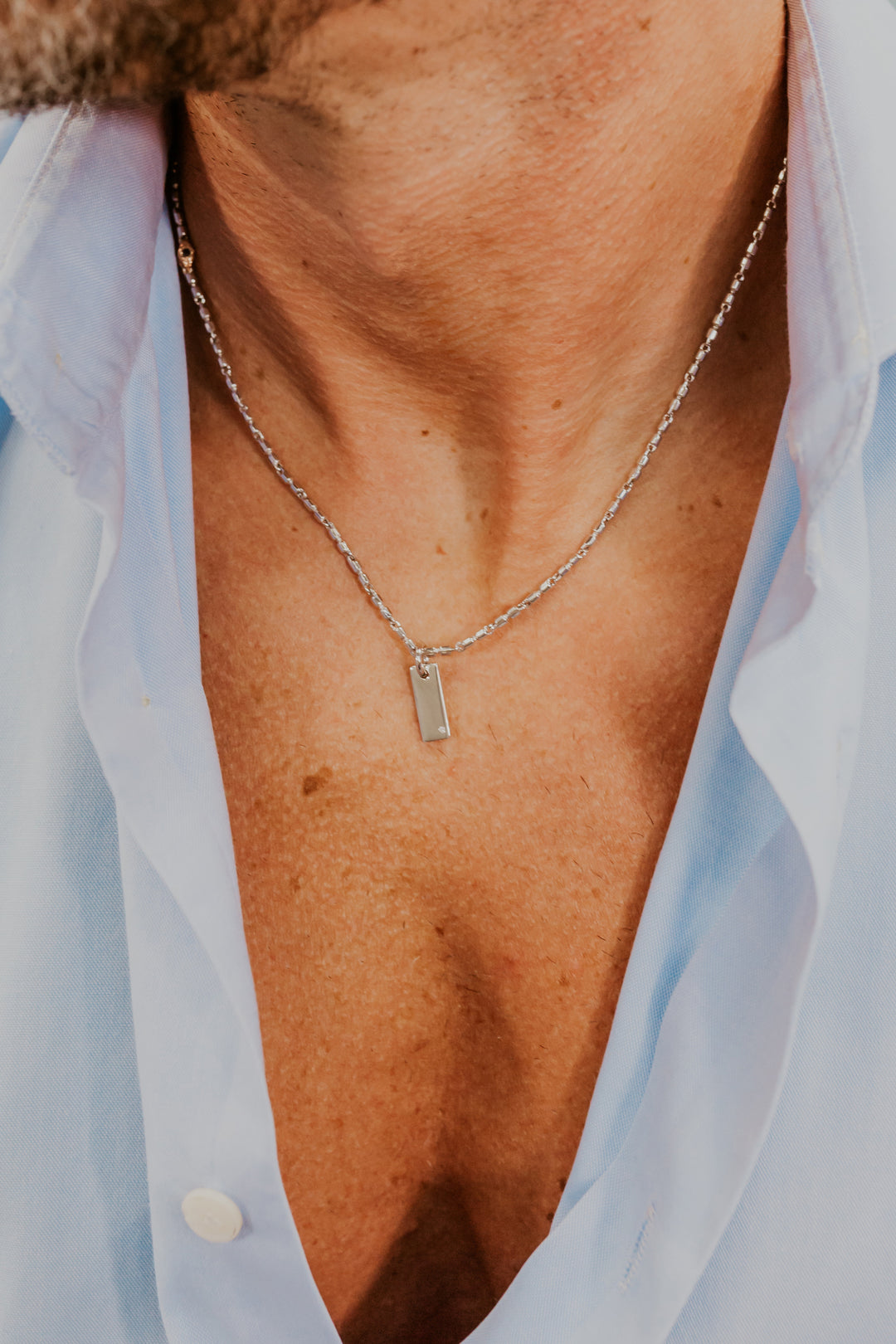 Comete Necklace in polished and rosé Silver, Diamond and black Spinels UGL752