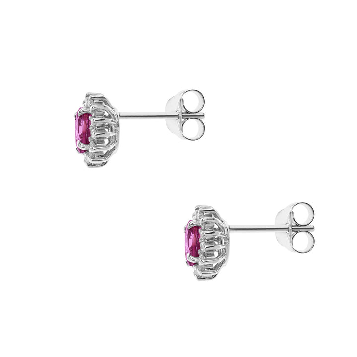 Comete Oval Gold Earrings with Diamonds and Pink Topazes ORB1037