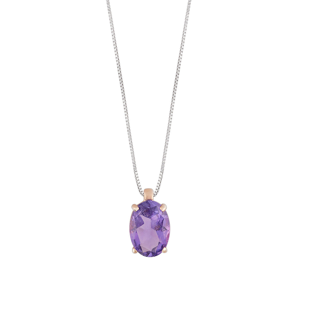 Comete Necklace in 750‰ rose gold and oval Amethyst GLB1667