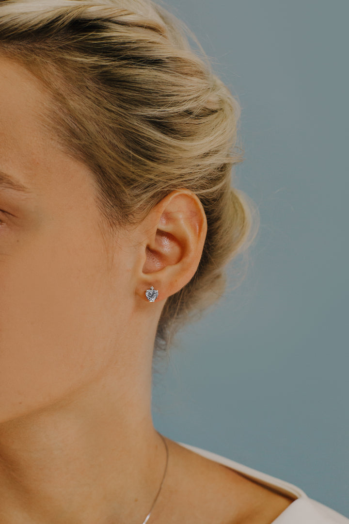 Comete Gold Earrings with Diamonds and Aquamarine Heart ORQ235