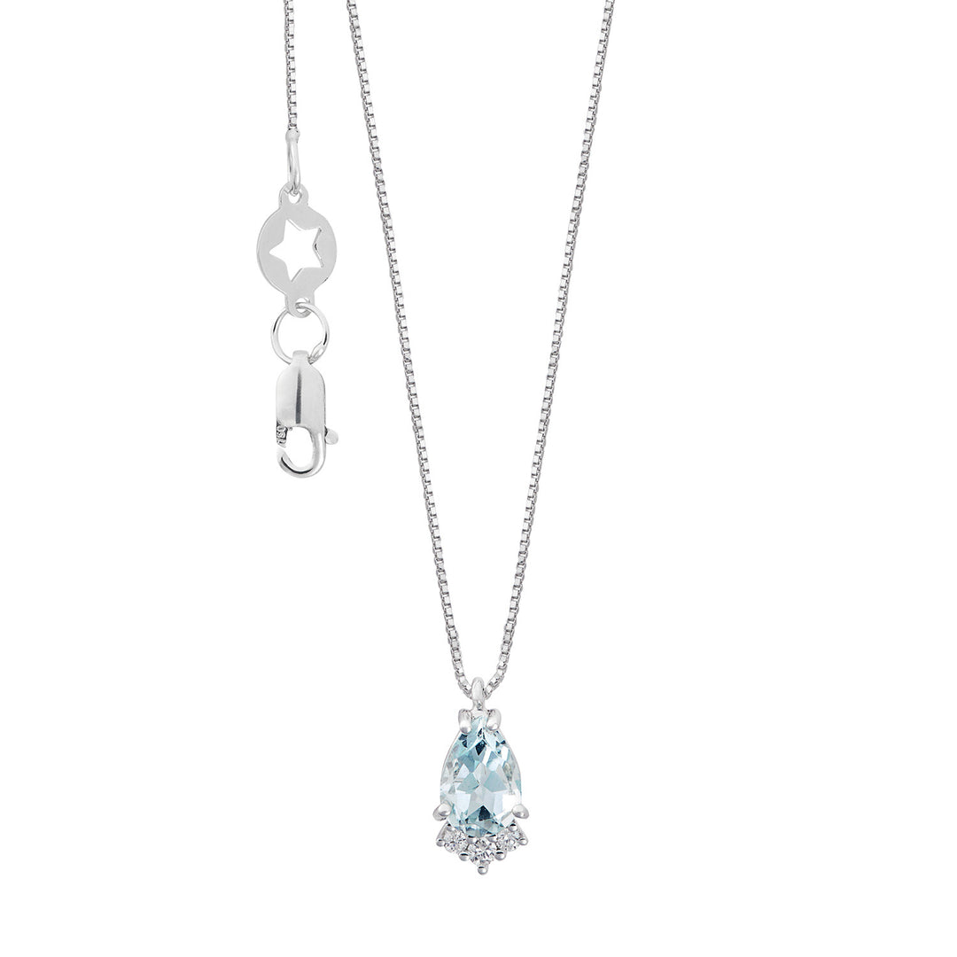 Comete Necklace 750‰ Gold, Diamonds and Aquamarine drop GLQ320