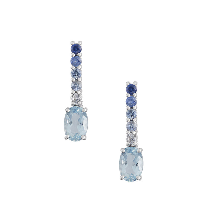 Comete Earrings 750‰ Gold. Gradé sapphires and oval aquamarine ORQ267