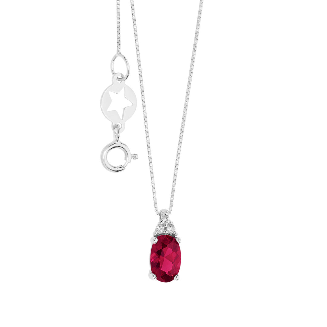 Comete Necklace in Gold, Diamonds and Oval Ruby GLB1616