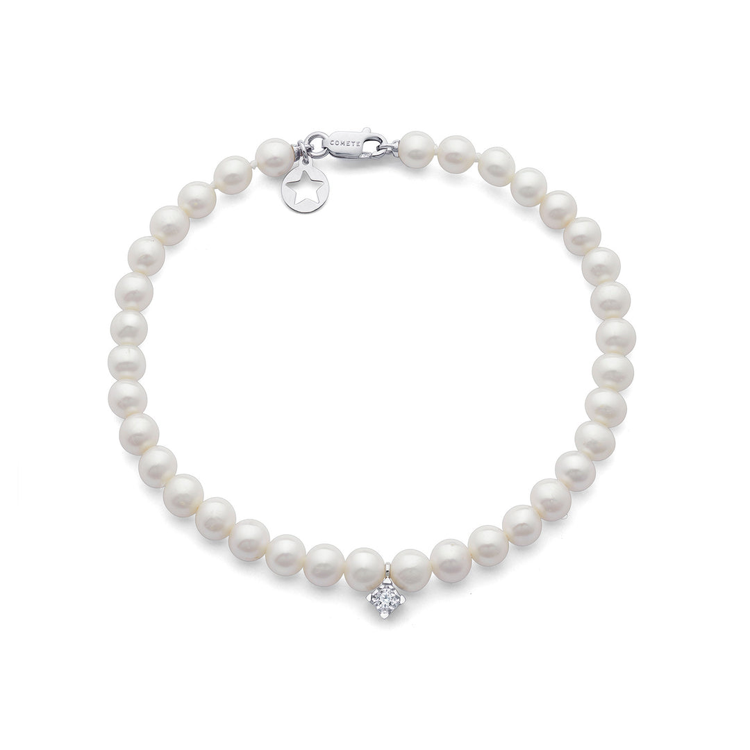 Comete Bracelet in Gold and Pearls with White Diamond BRQ368