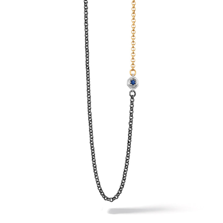 Comete Necklace in double, yellow and burnished silver UGL714