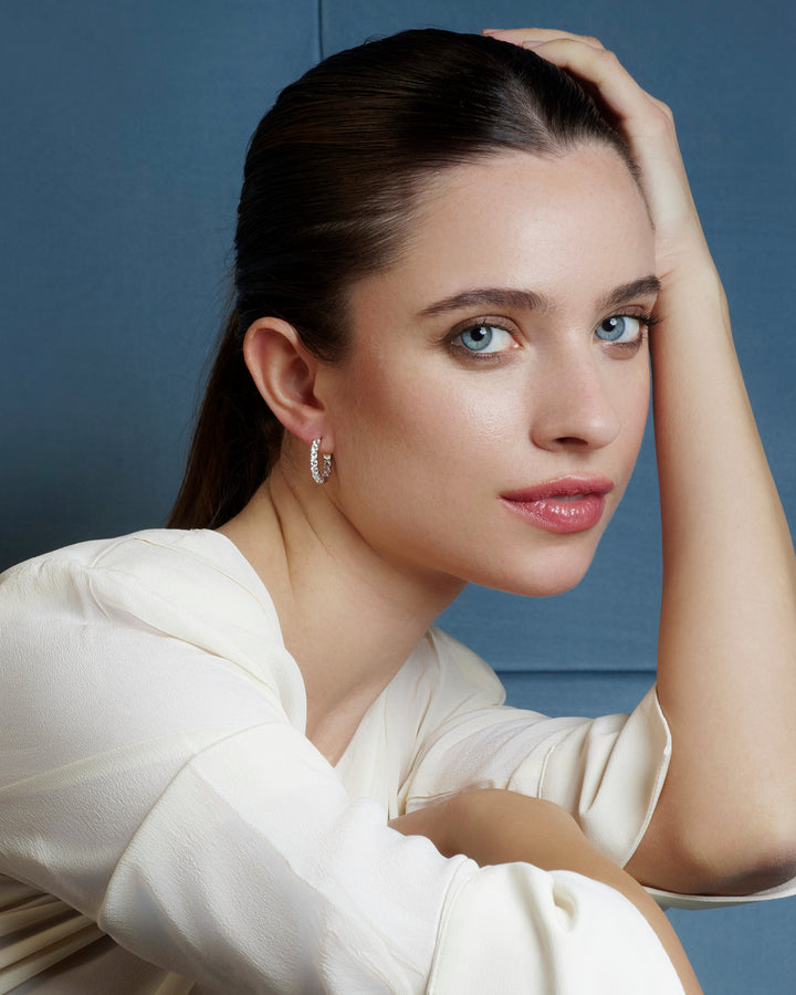 Comete Earrings in small Silver and white Zircons ORA196