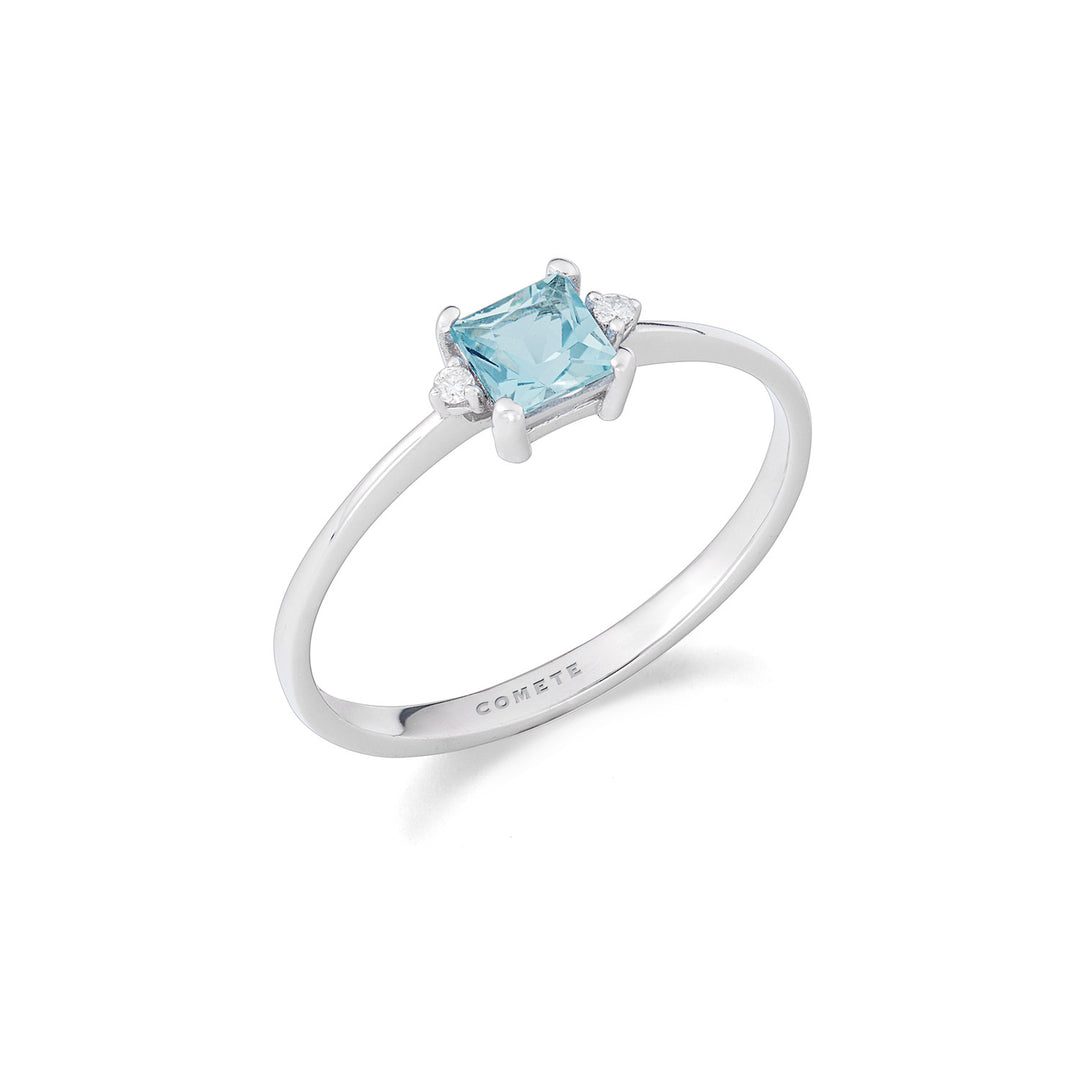 Comete Ring in white gold with diamonds and aquamarine ANQ351