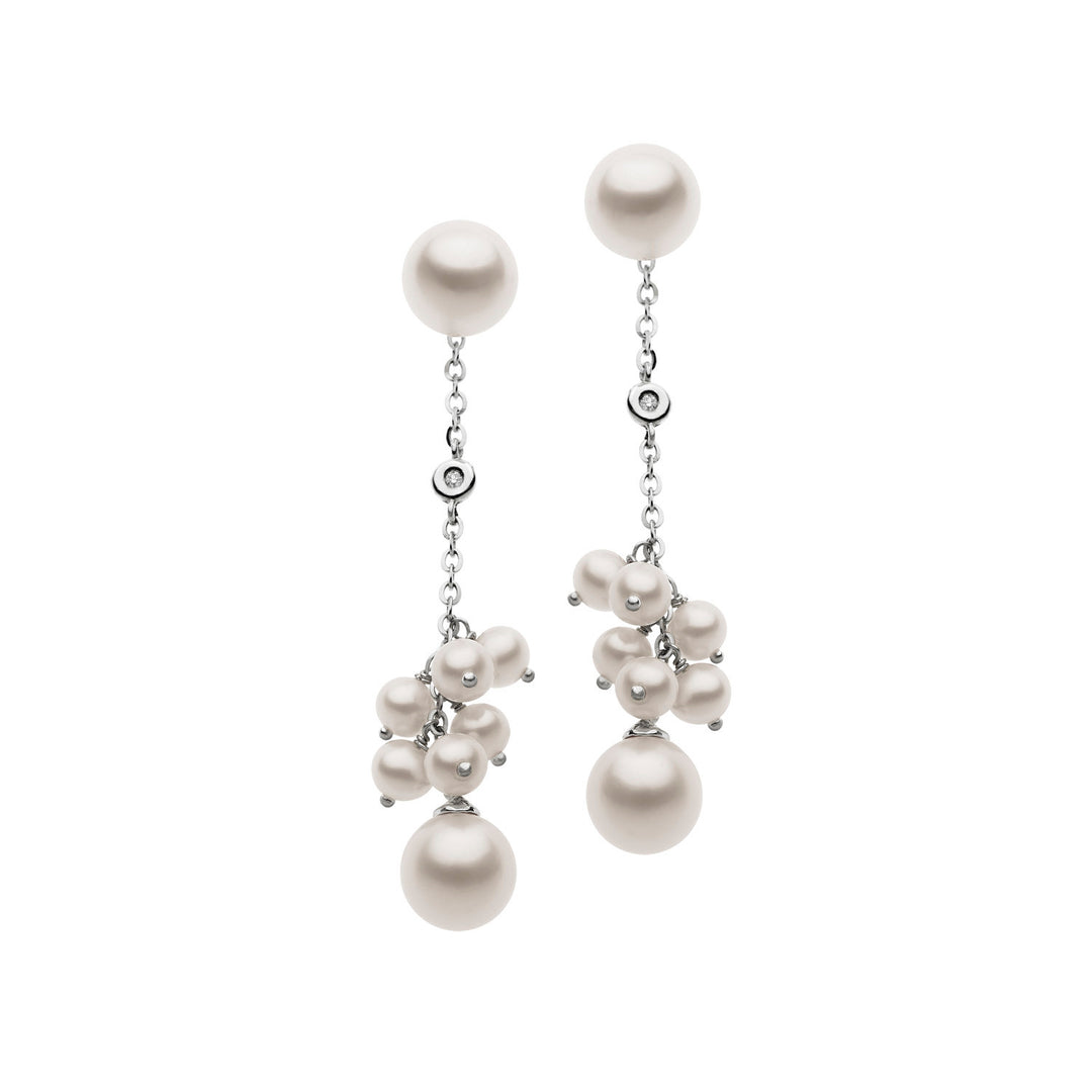 Comete Pendant earrings with pearls and diamonds in white gold ORP591
