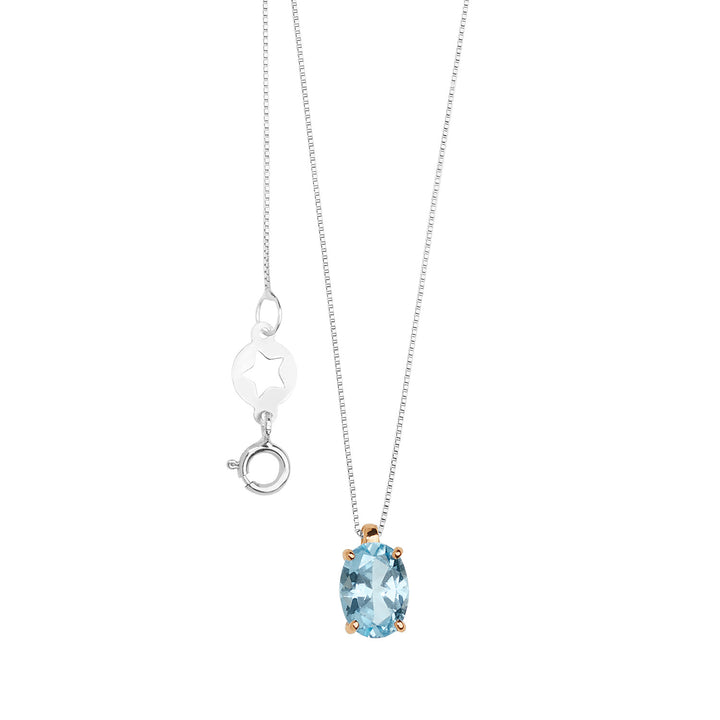 Comete Necklace in rose gold with Oval Blue Topaz GLB1644