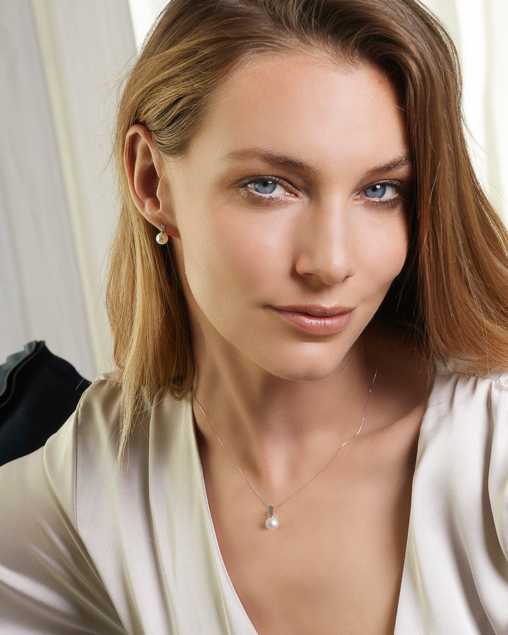 Comete Earrings with Pearl and White Diamonds ORP759