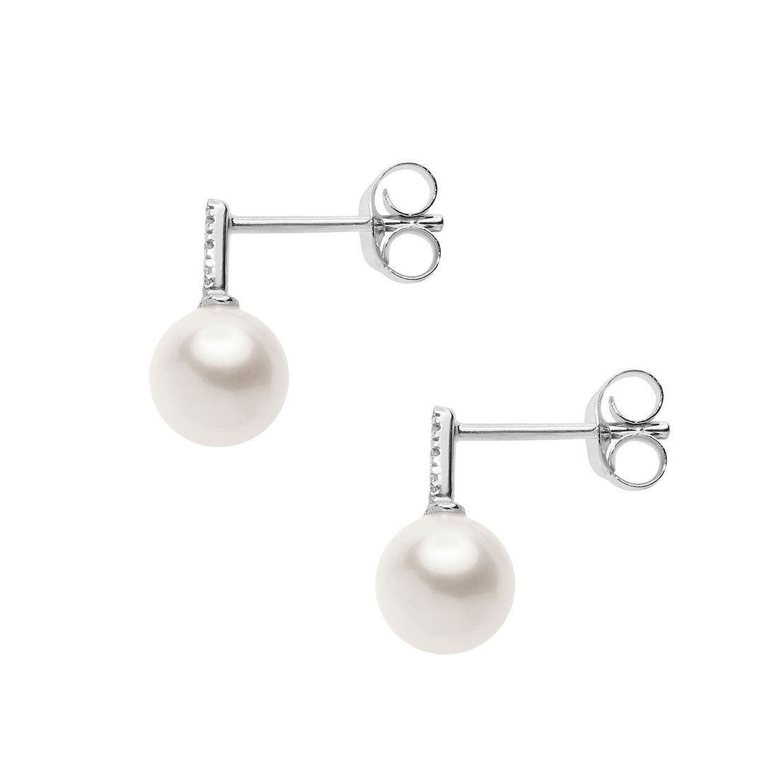Comete Earrings with Pearl and White Diamonds ORP758
