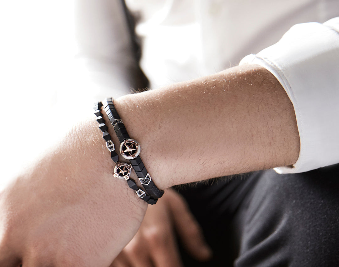 Comete Bracelet in Silver and black ceramic UBR919