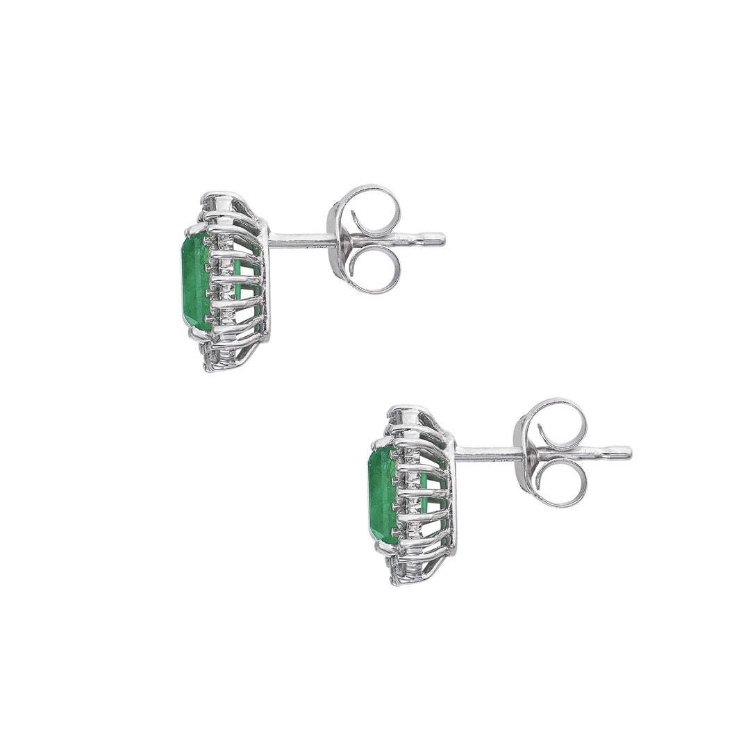 Comete Earrings in 750‰ gold, white diamonds and octagonal emerald ORB1109