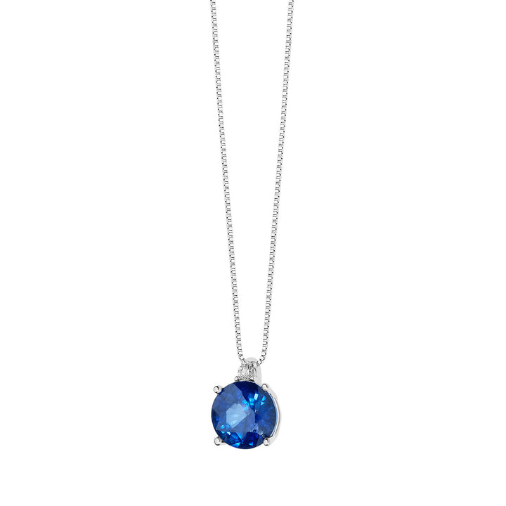 Comete Necklace in Gold, Diamond and Round Blue Sapphire GLB1388