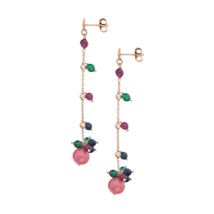 Comete Earrings in 925‰ Silver with Jade and blue, red and green stones ORA222