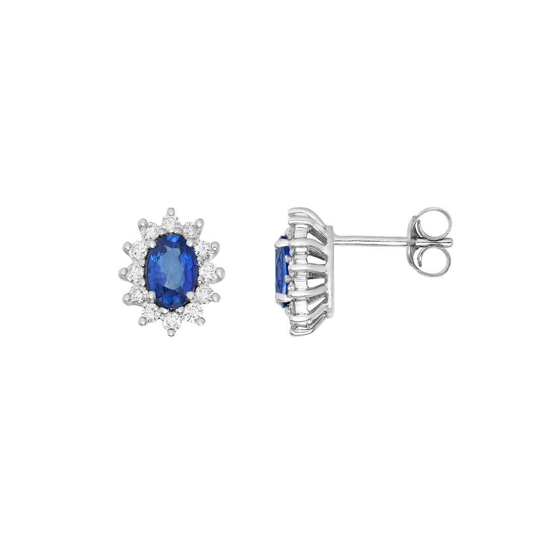 Comete Earrings in white gold with diamonds and blue oval sapphires ORB1152