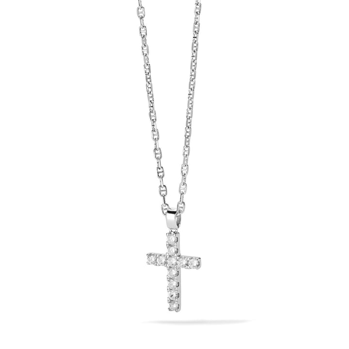Comete Necklace Cross in Silver and white zircons UGL686