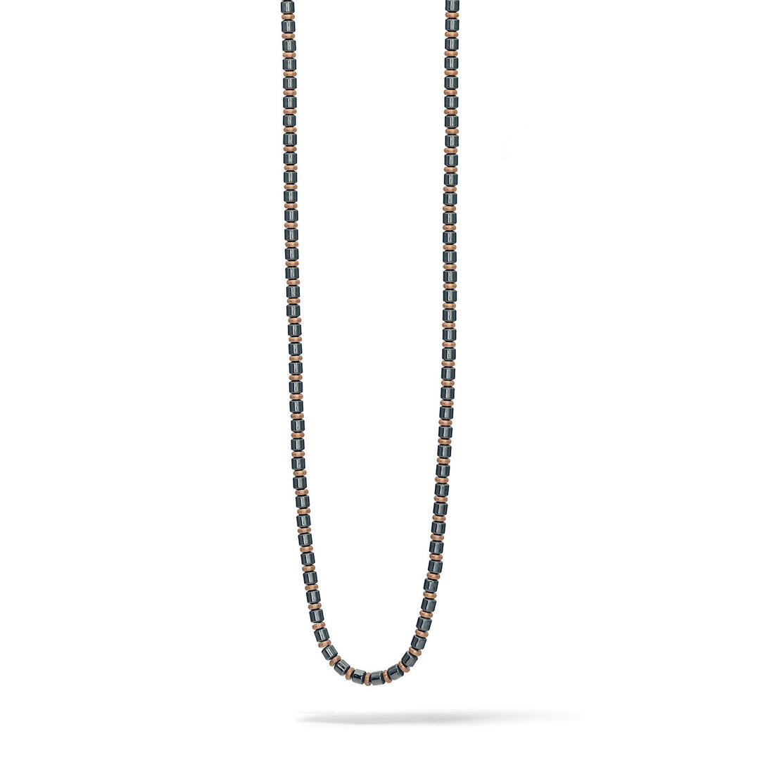 Comete Necklace in Steel, rosé PVD and black Hematite UGL733