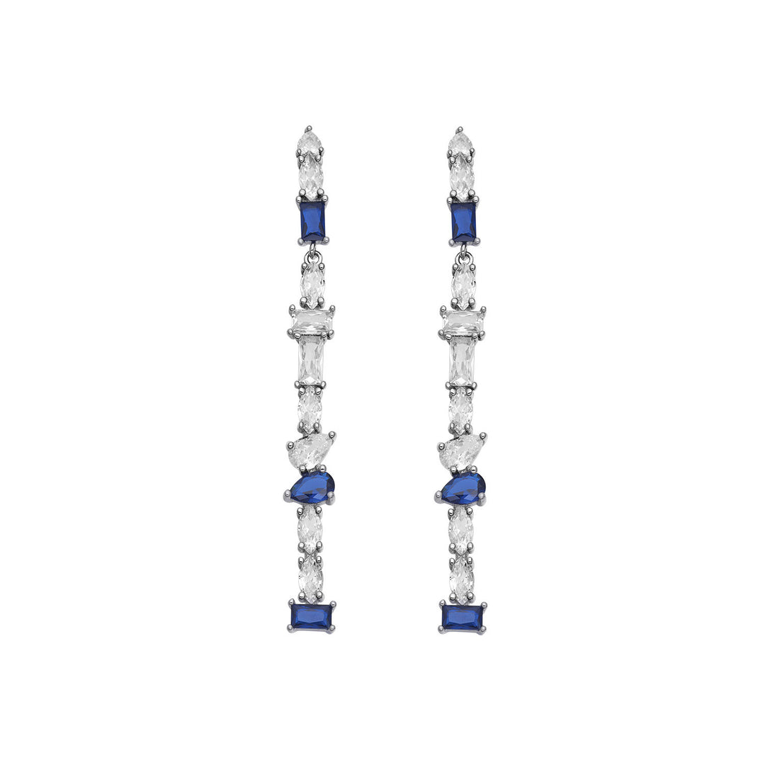 Comete Cascade earrings in 925‰ Silver and white and blue Zircons ORA216