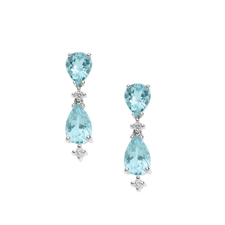 Comete Gold Earrings with Diamonds and Aquamarine Drop ORQ262