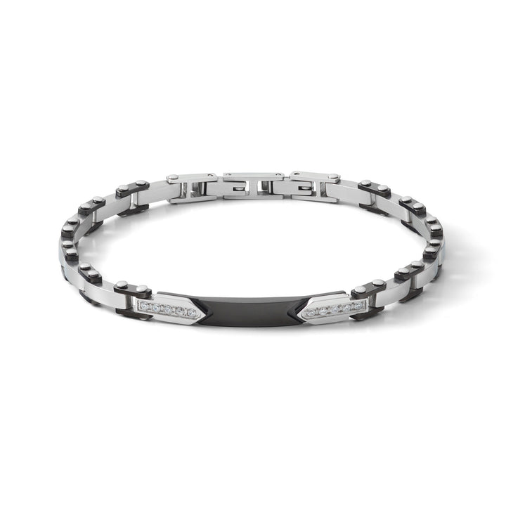 Comete Bracelet in black PVD steel and white zircons UBR1061