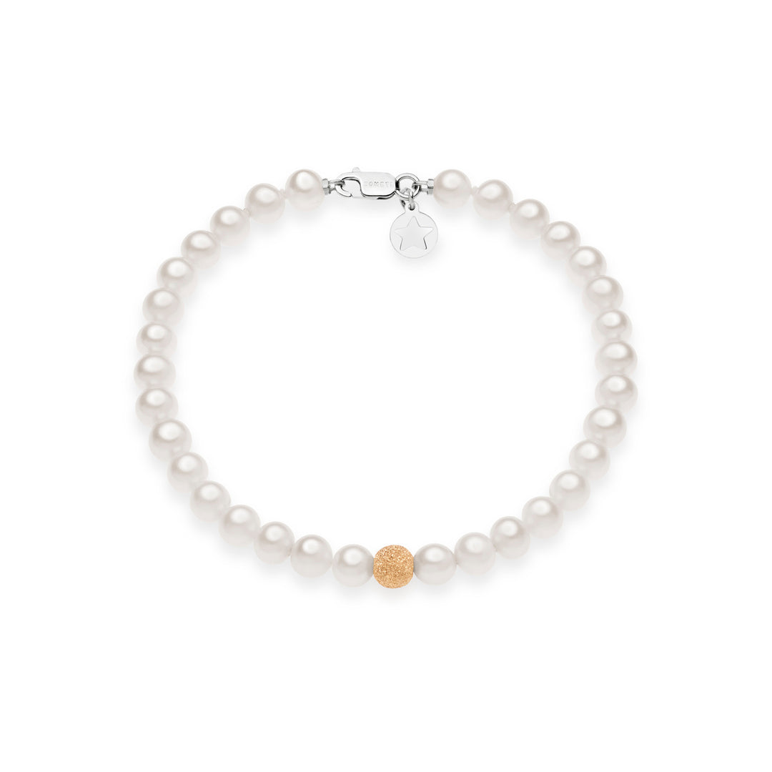 Comete Bracelet with Freshwater Pearls and Sphere in Rose Gold BRQ294
