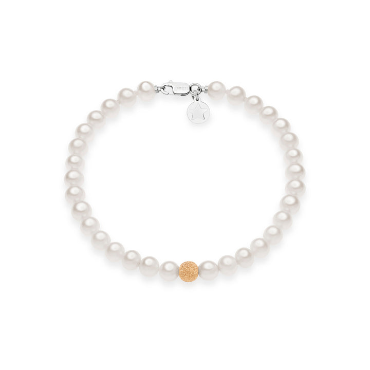 Comete Bracelet with Freshwater Pearls and Sphere in Rose Gold BRQ294