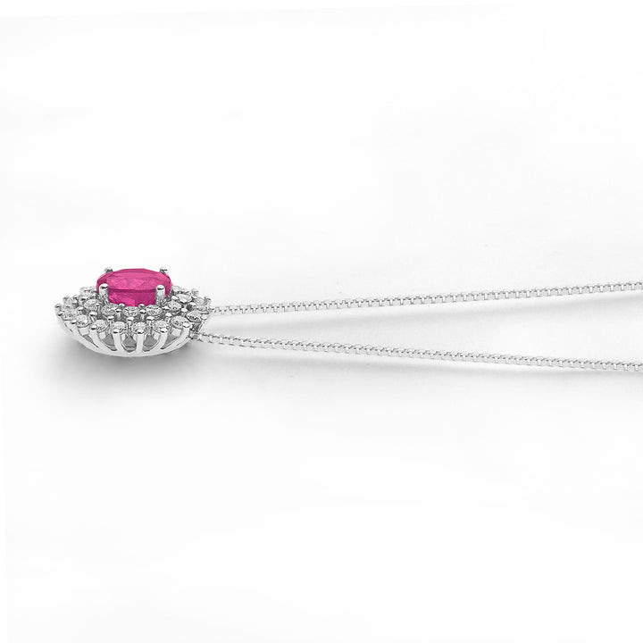 Comete Necklace in Gold, Diamonds and Oval Ruby GLB1602