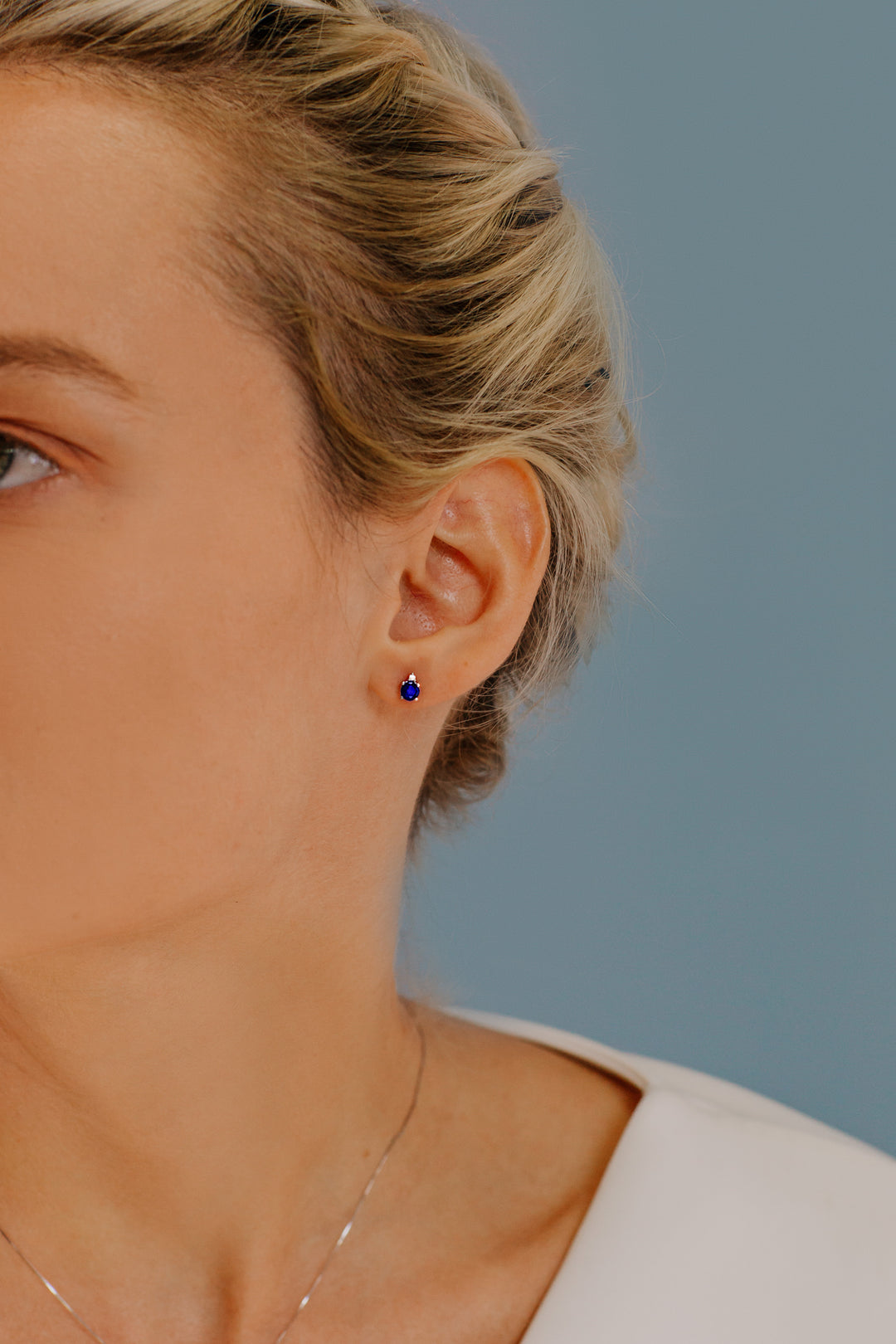 Comete Gold Earrings with Round Blue Diamonds and Sapphires ORB965