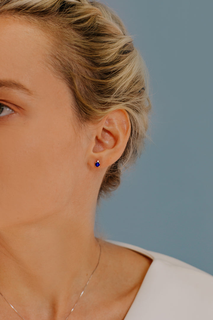 Comete Gold Earrings with Round Blue Diamonds and Sapphires ORB965