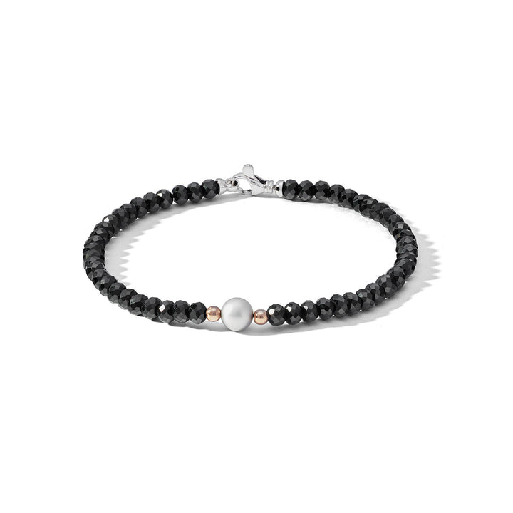 Comete Silver Bracelet with black spinels and gray pearl UBR1176