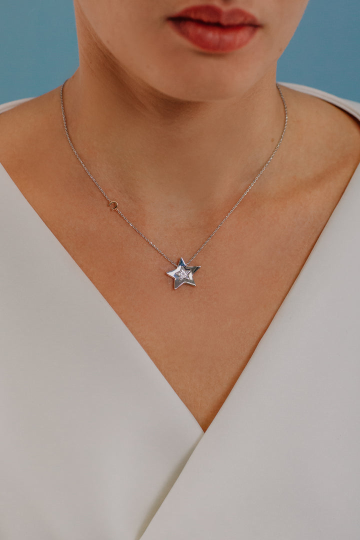 Comete Necklace in white and rose gold with Diamonds GLB1447