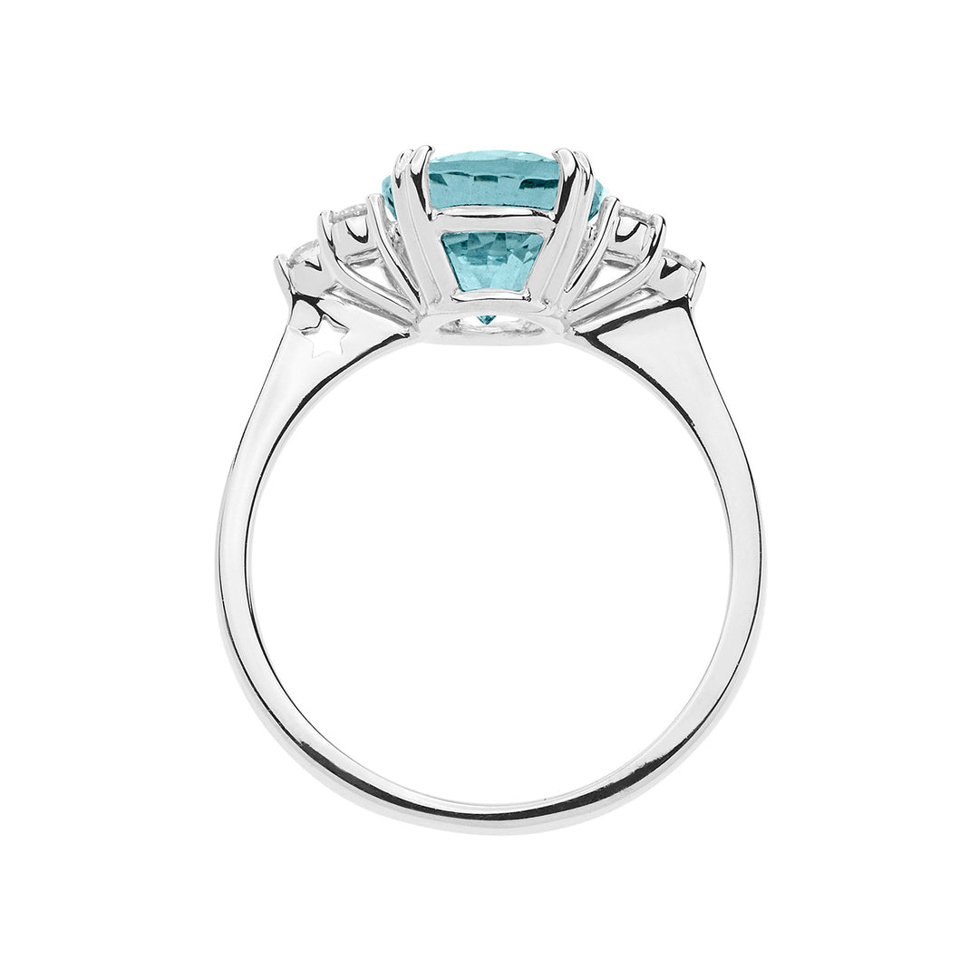 Comete Gold Ring with Diamonds and Aquamarine Oval ANQ336