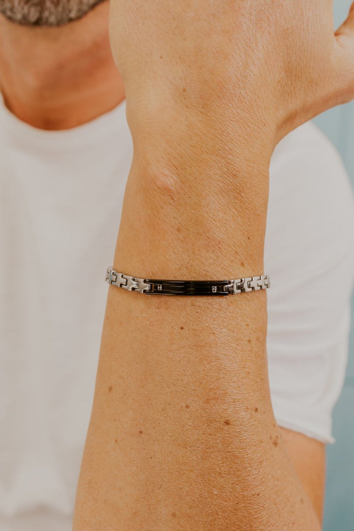Comete Bracelet Steel PVD and black zircons UBR1192