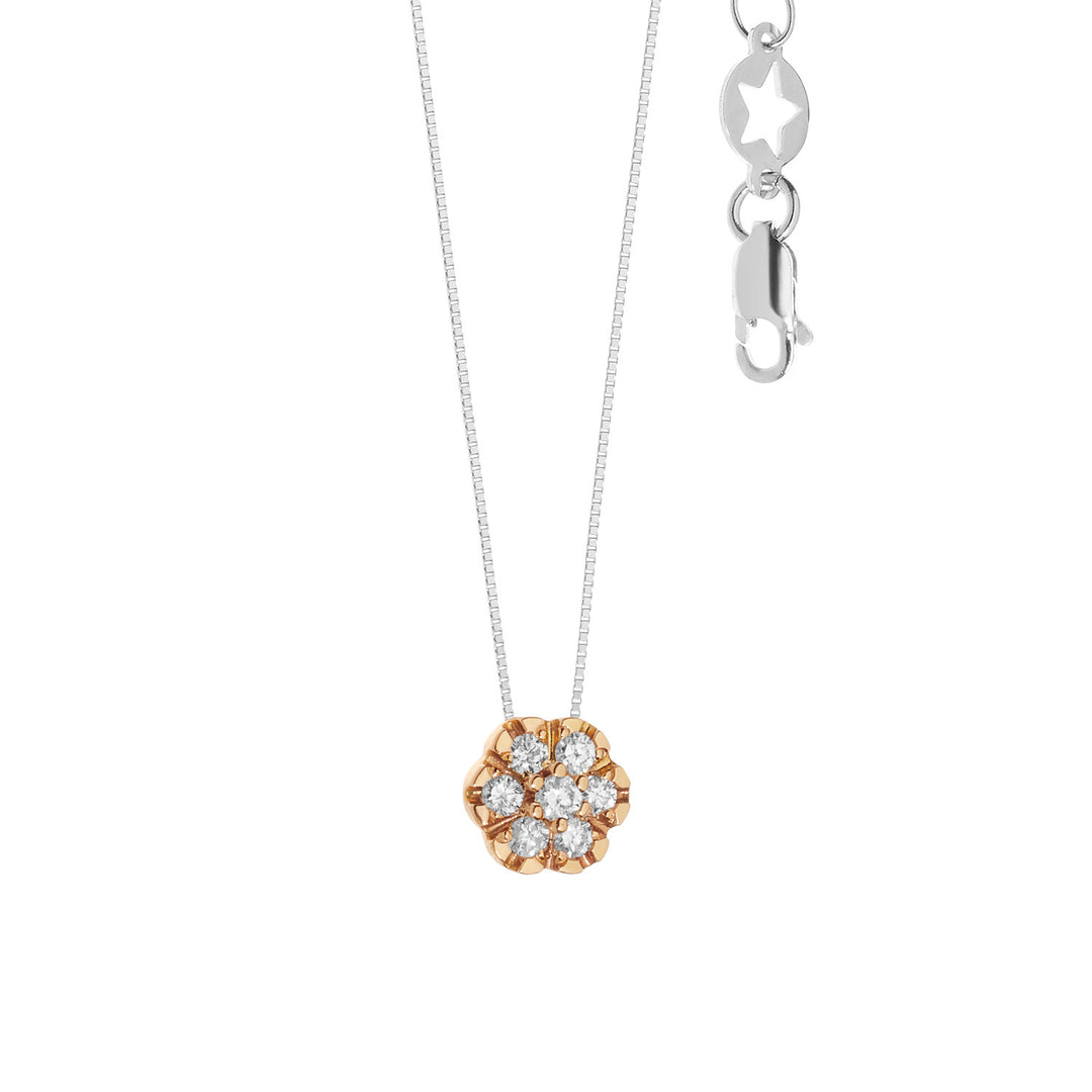 Comete Flower Necklace in white and rose gold with Diamonds GLB1519