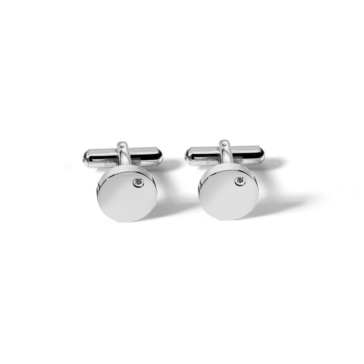 Comets Round Cufflinks in Steel and Black Diamonds UGM101N