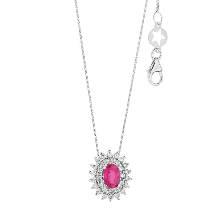 Comete Necklace in Gold, Diamonds and Oval Ruby GLB1602
