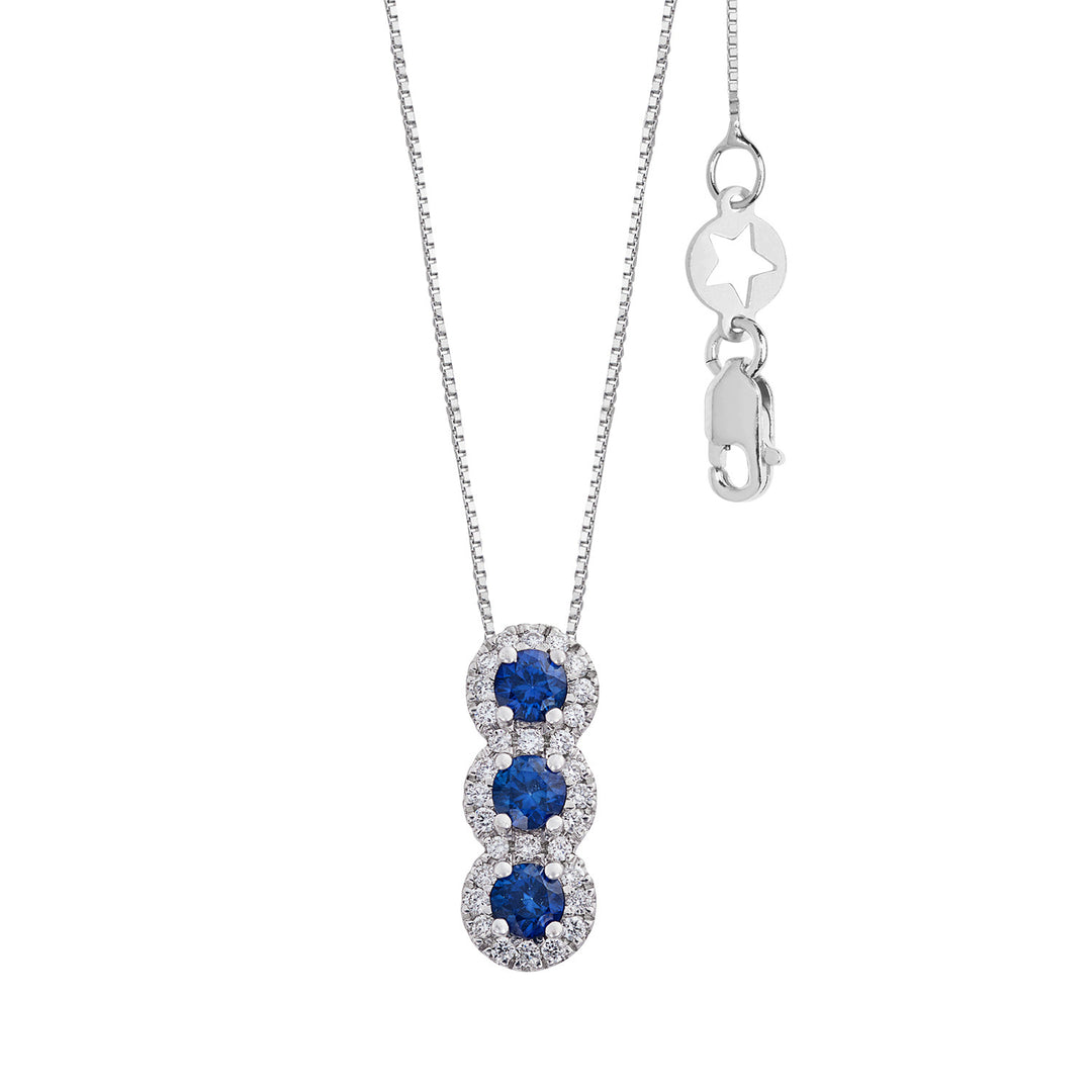 Comete Trilogy Necklace with Sapphires in Gold and White Diamonds GLB1694