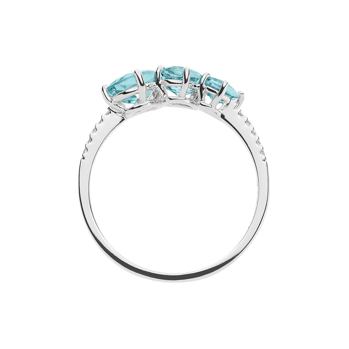 Comete Gold Ring with Diamonds and Aquamarine Drop ANQ329