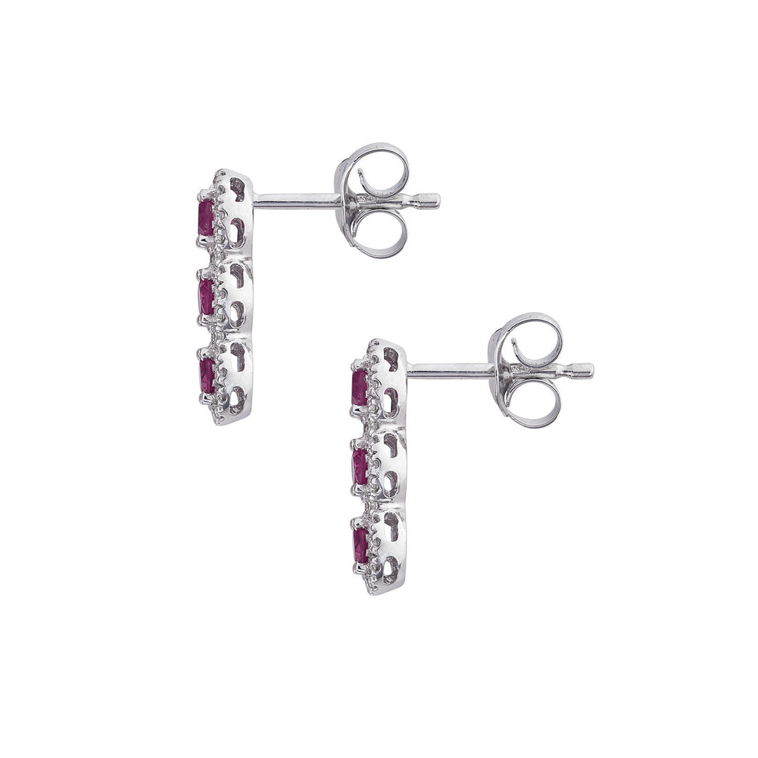 Comete Trilogy Earrings with Gold Rubies and White Diamonds ORB1138