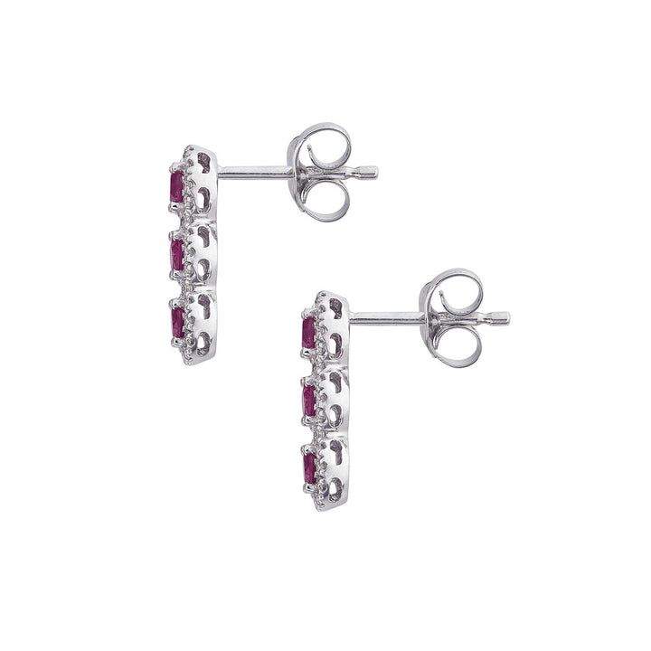 Comete Trilogy Earrings with Gold Rubies and White Diamonds ORB1138