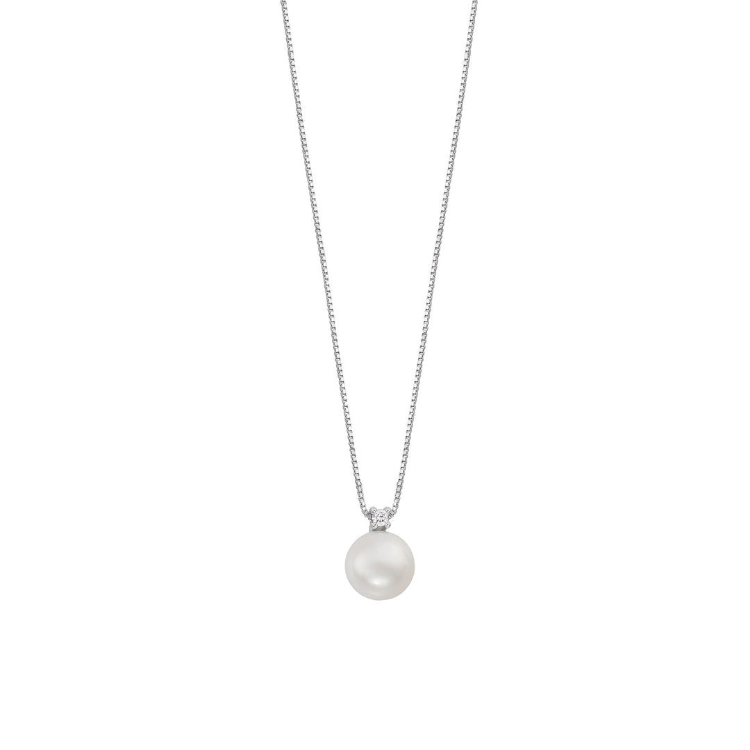 Comete Necklace with Pearl in Gold and Diamond with Spring Chain GLP627