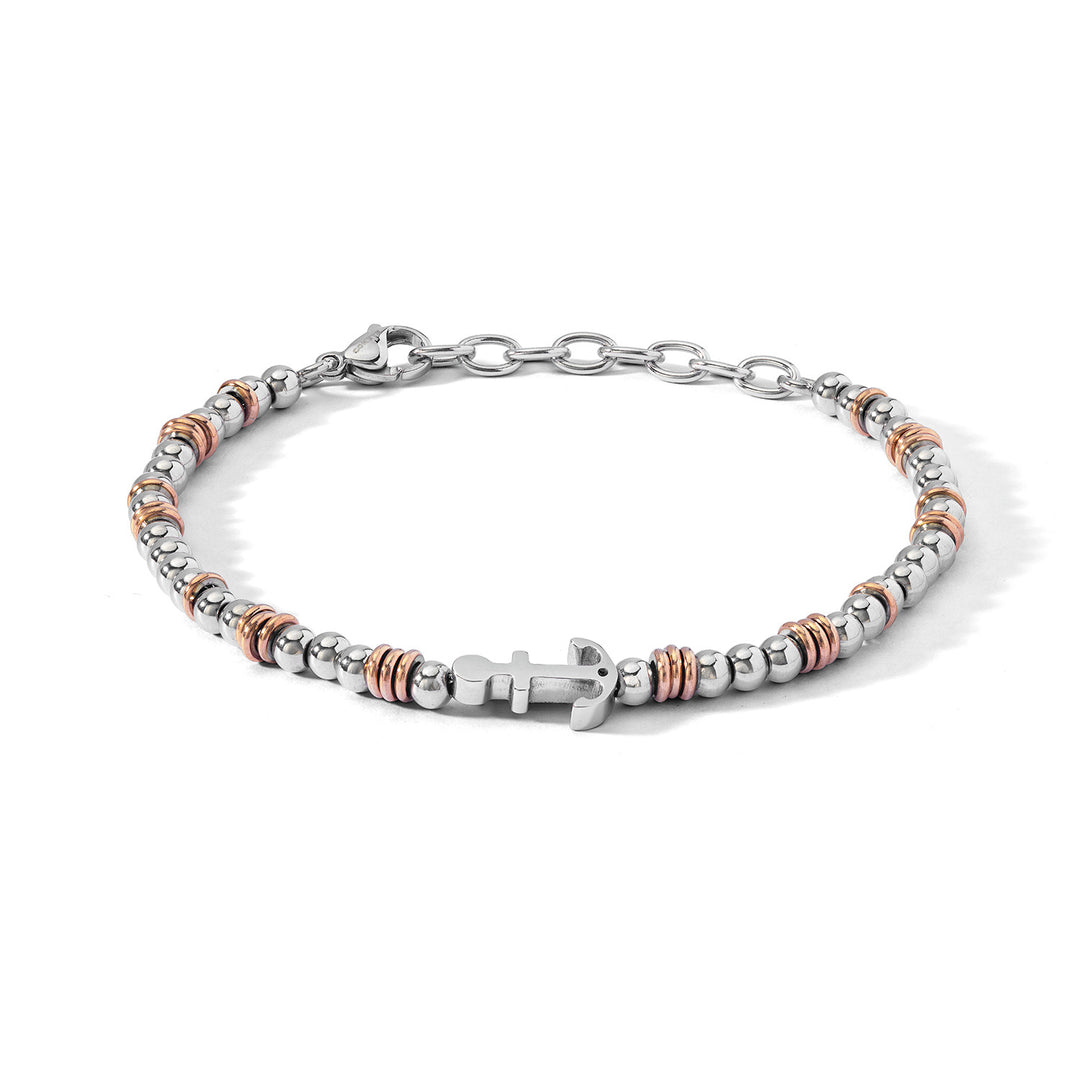 Comete Anchor Bracelet in Steel, rosé PVD and black zircon UBR1268