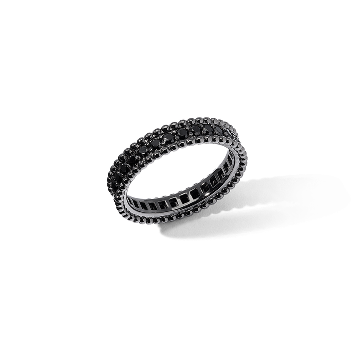 Comete Ring in 925‰ ruthenium silver with black zircons UAN133M26