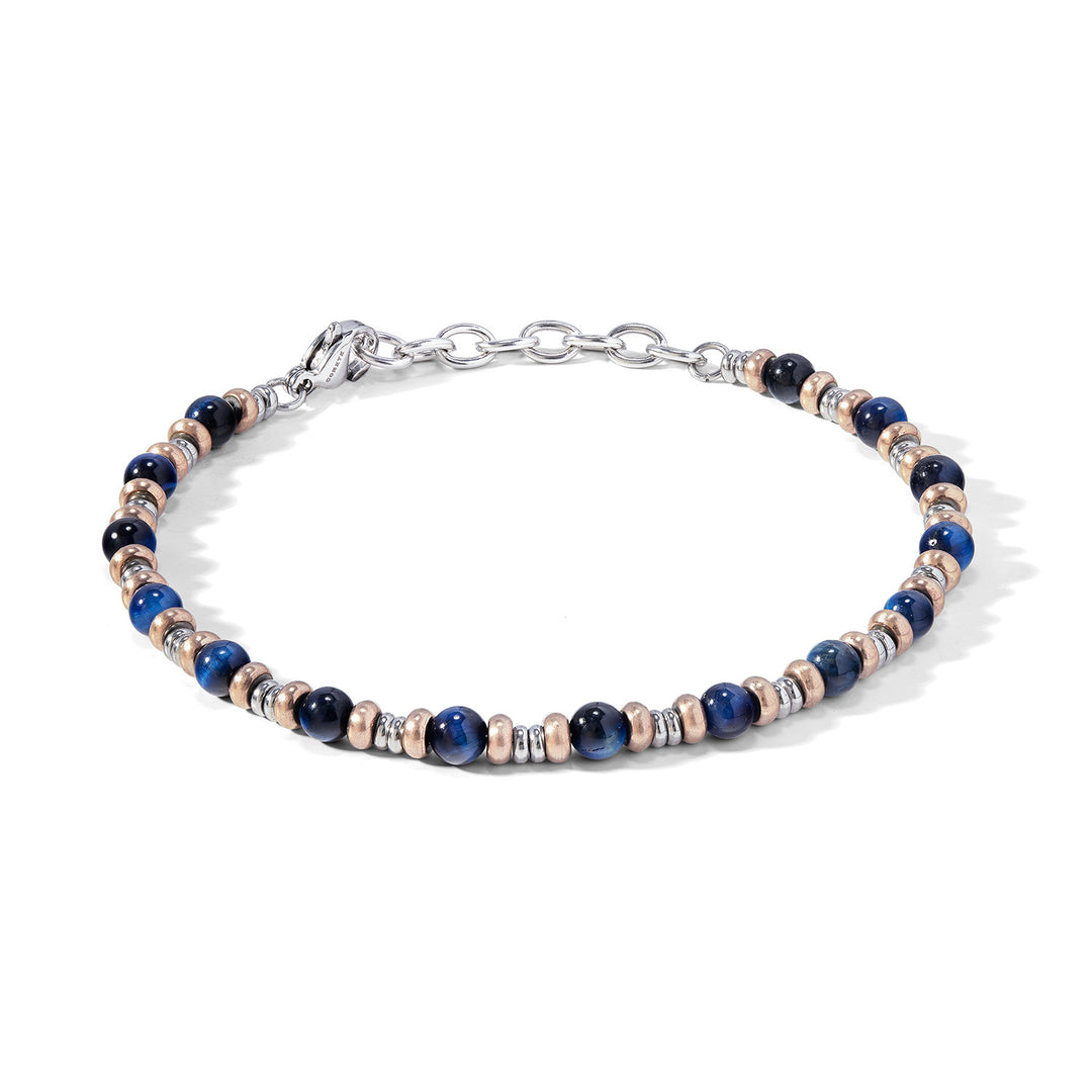 Comete Bracelet in Steel, rosé PVD and blue Agate UBR1138