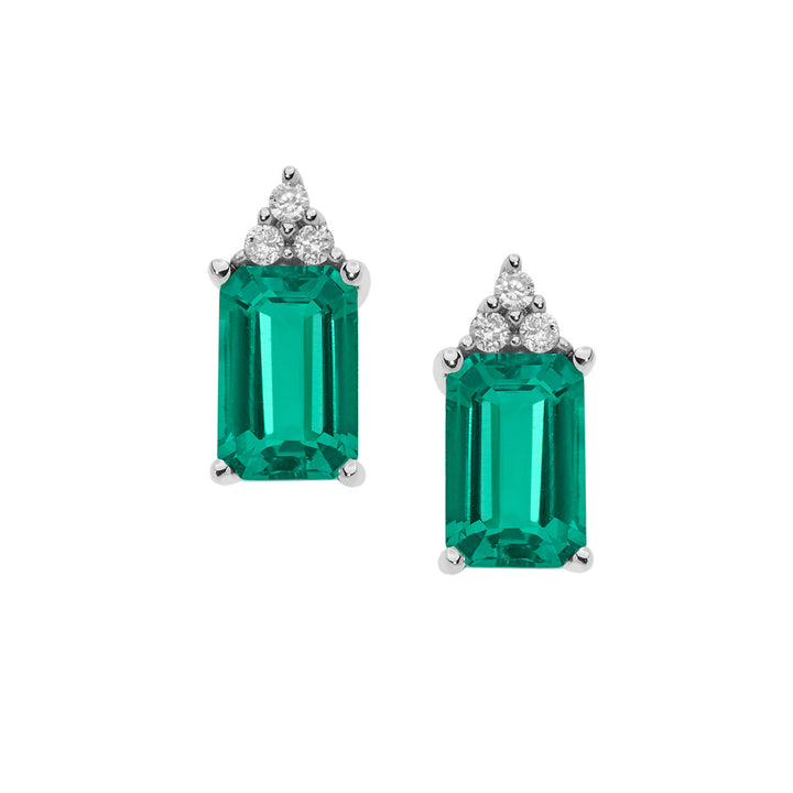 Comete Earrings in Gold, Diamonds and Octagonal Emeralds ORB909