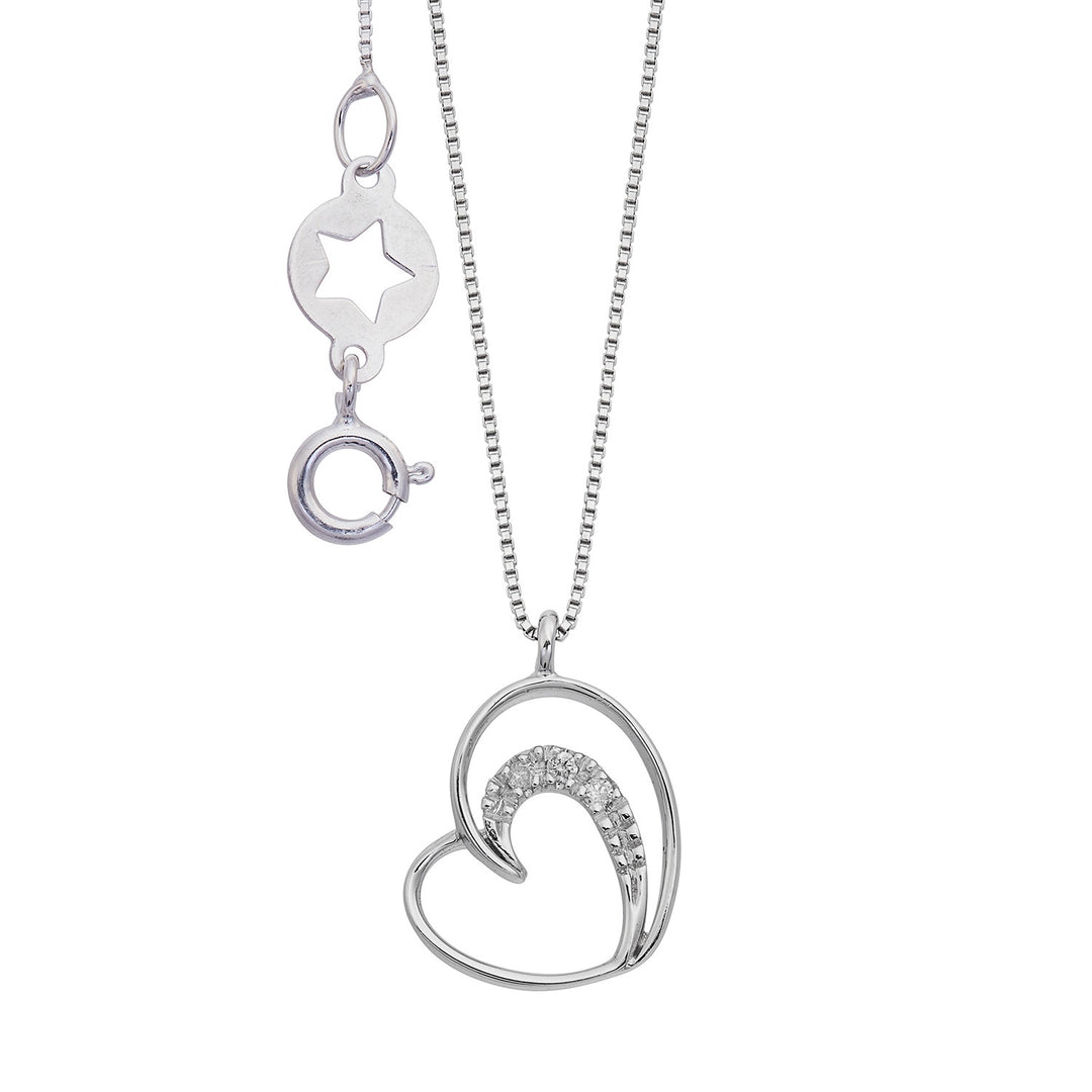 Comete Necklace in 750‰ white gold and double heart diamonds GLB1648
