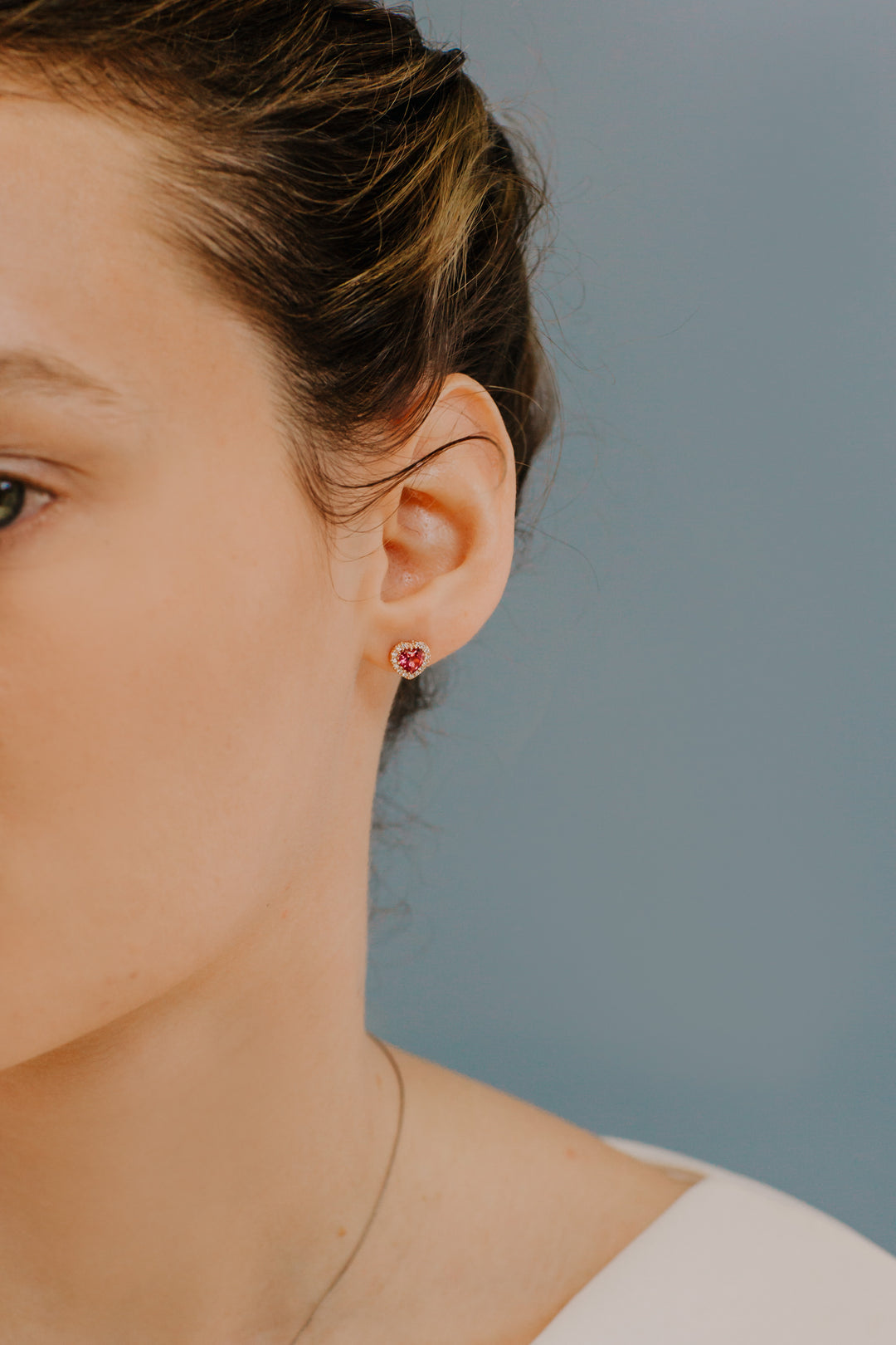 Comete Earrings in Gold Diamonds and Pink Topaz heart ORB1036